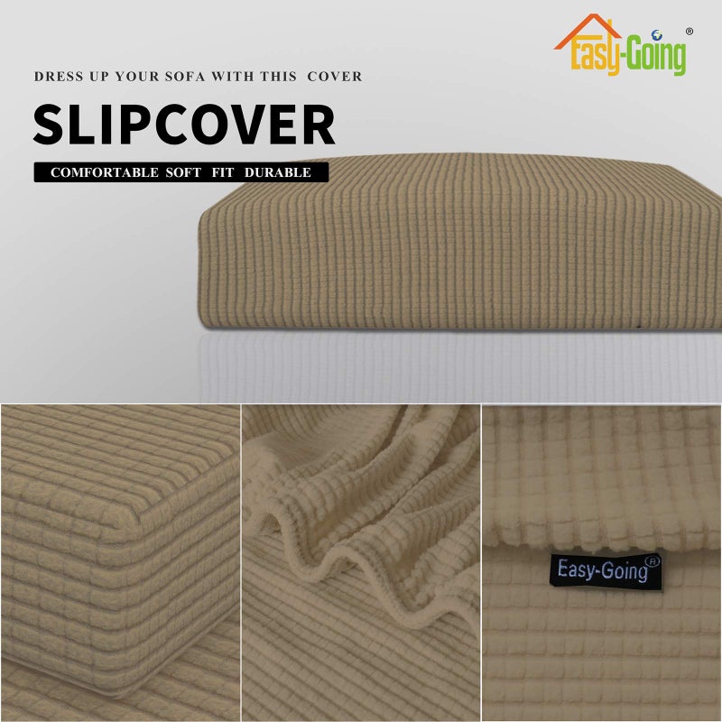 Easy-Going Stretch Cushion Cover Sofa Cushion Furniture Protector Sofa Seat Sofa slipcover Sofa Cover Soft Flexibility with Elastic Bottom(Sofa Cushion,Tan) - Image 4